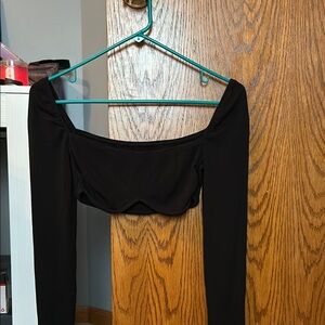 SHEIN Black Ribbed Long Sleeve Top